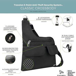 NEW Travelon luggage Anti-theft Cross-body Bag travel safety